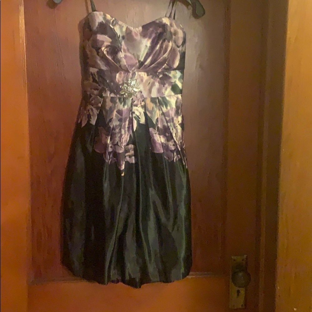 Strapless Floral Formal Dress